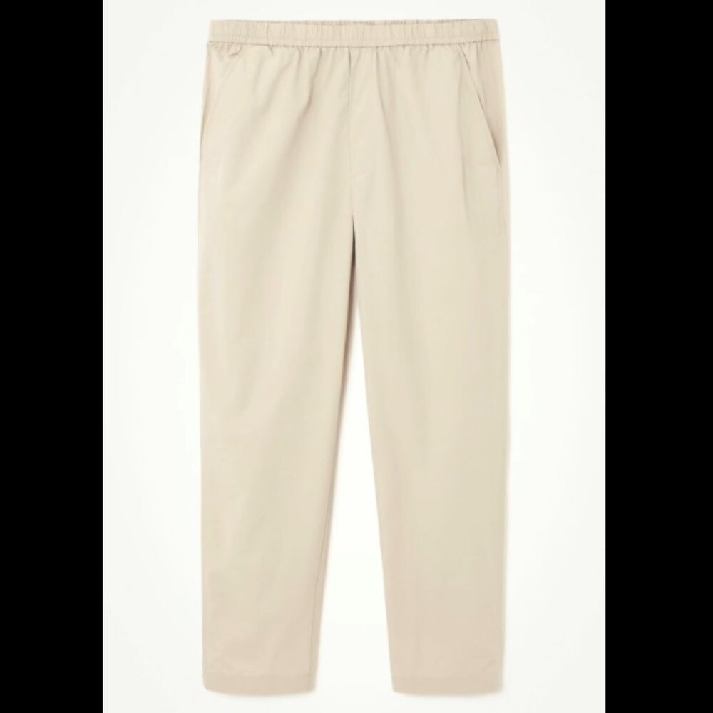 Uniqlo Linen Pull On Drawstring Tapered Pants in Beige, XS